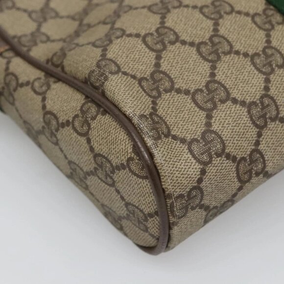 GUCCI GG Supreme Web Sherry Line Clutch Bag PVC Beige Red 56 01 012 Auth BA1131 - Picture 5 of 16